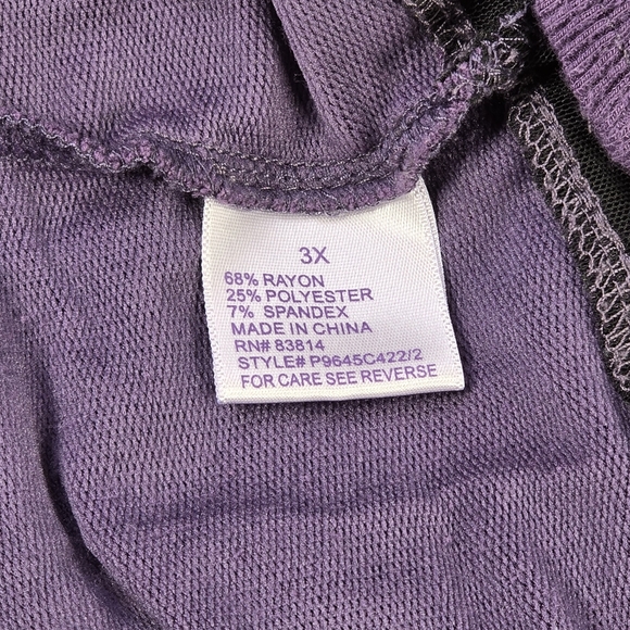 Te Verde Purple Hooded Tunic Sweatshirt Womens 3X Black Trim Pullover - Picture 8 of 8